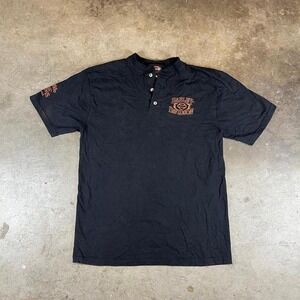 Vintage‎ Y2K Harley Davidson polo shirt - black with orange accents
